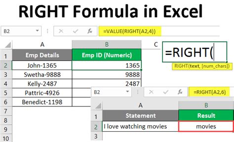 excel formula to get last 4 digits|Excel RIGHT function with formula examples .
